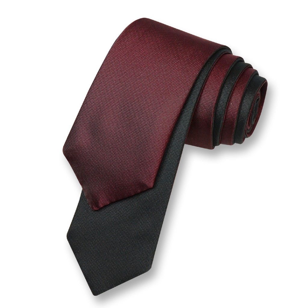 Biagio TWO-SIDED NeckTie Solid BURGUNDY and BLACK Mens Neck Tie