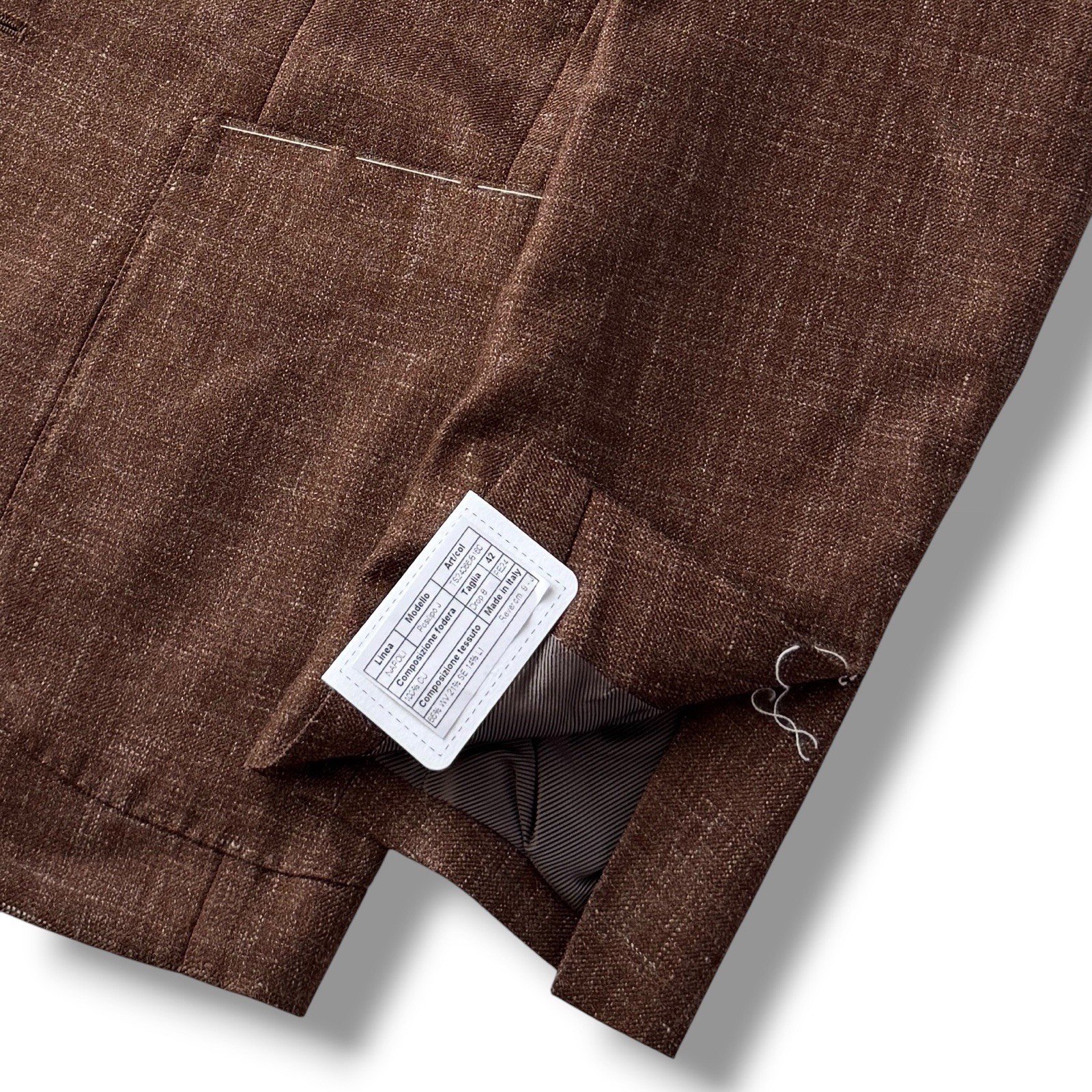 De Petrillo Posillipo Wool Silk Linen Tailored Jacket Brown IT42 Italy