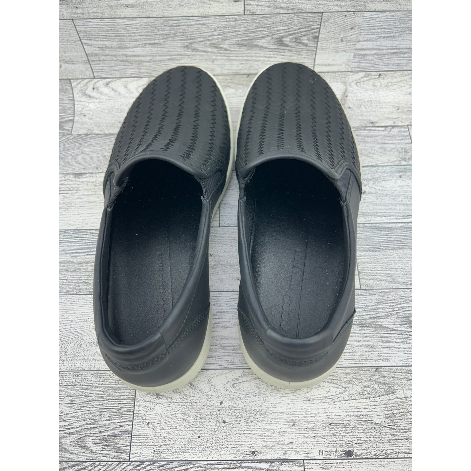 ECCO Soft 7 Woven Slip On Black Leather Shoes 470113-01001 Women EU 40 US 9-9.5