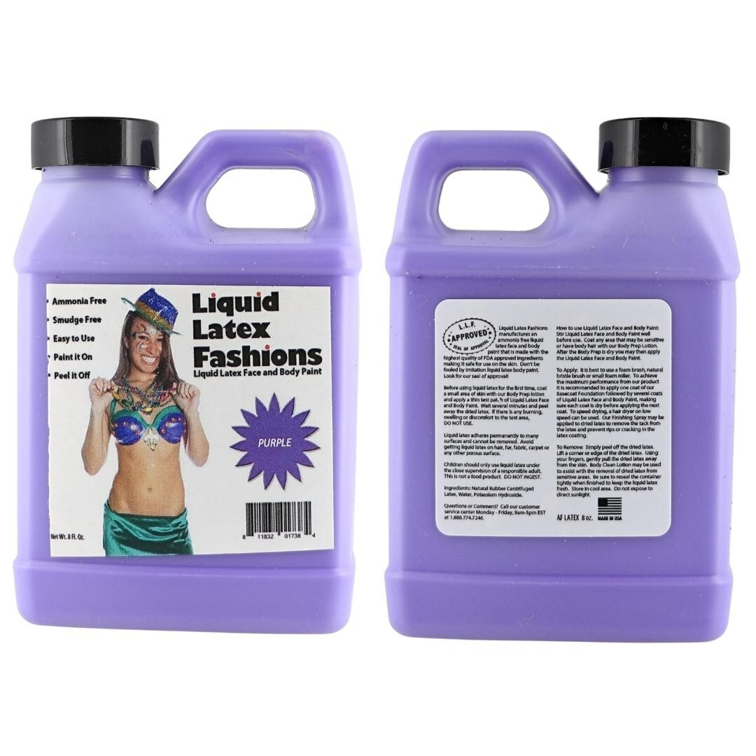 Purple 8 Fl Oz – Liquid Latex Face and Body Paint, Halloween, Cosplay