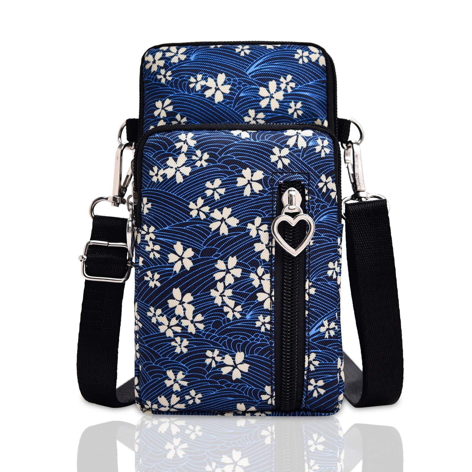 BIAOTIE Lightweight Small Crossbody bags Cell Phone Purses Small, Blue Flower