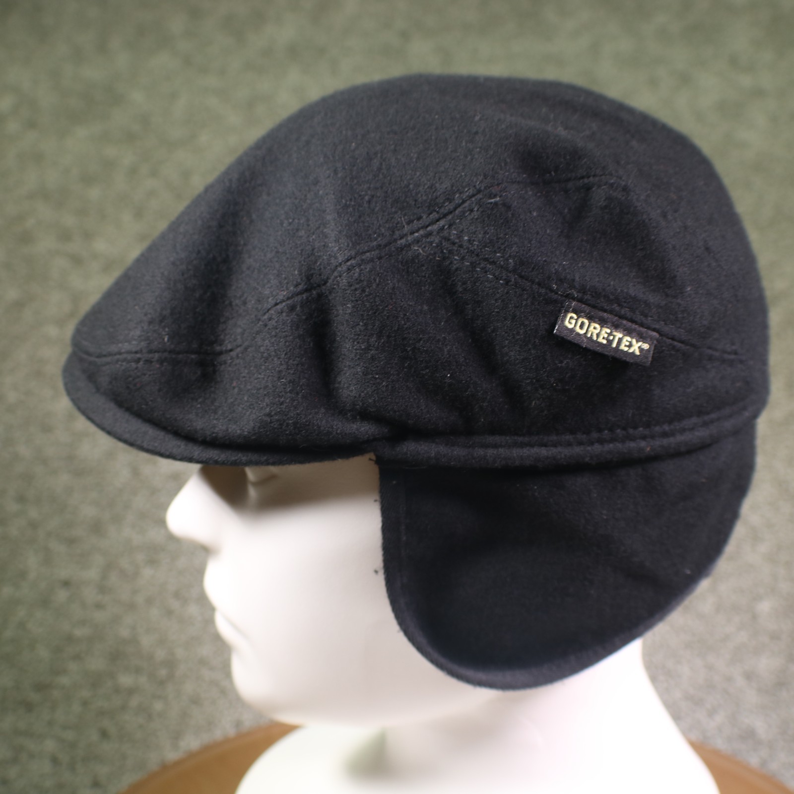 Gottmann Hat Cap Newsboy Ear Flap Mens XL Black Wool Goretex Made In Hungary