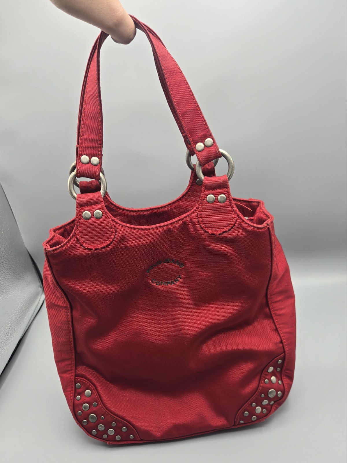 Vintage Polo Jeans Co Ralph Lauren Red Studded Shoulder Bag Purse Y2K