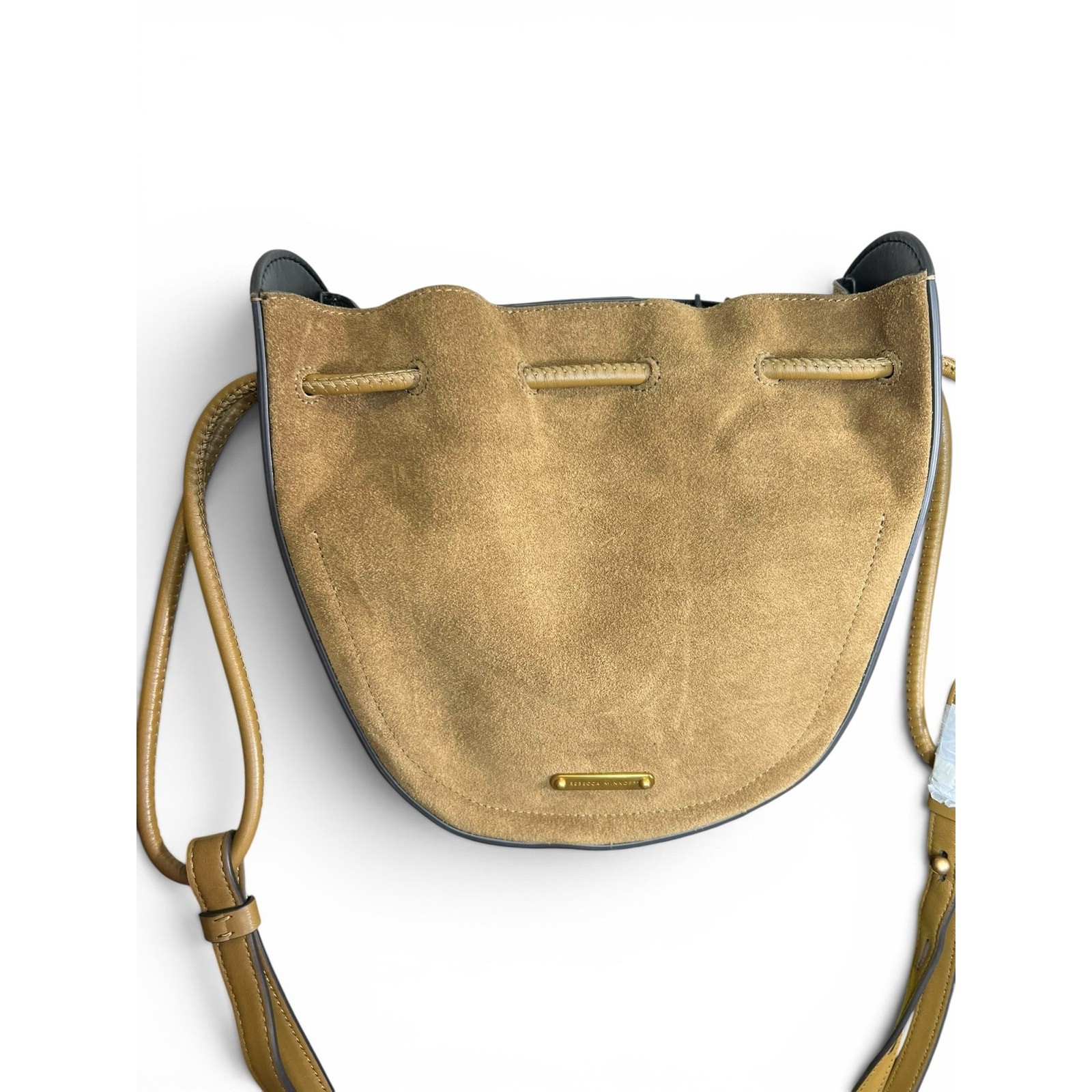 NWT Rebecca Minkoff Lulu Suede Leather Crossbody Bucket Bag Tassel – Military