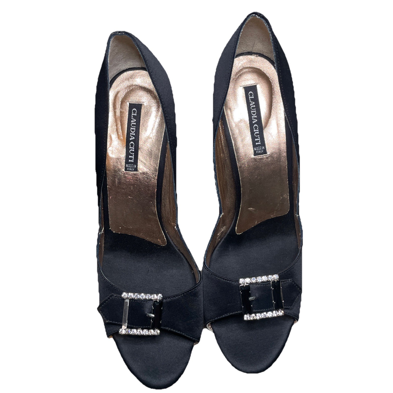 CLAUDIA CIUTI black satin jeweled shoes 9.5 – dressy