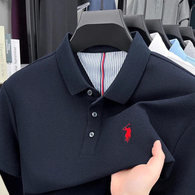 100% pure cotton high-end brand men’s short sleeve polo shirt summer fashion