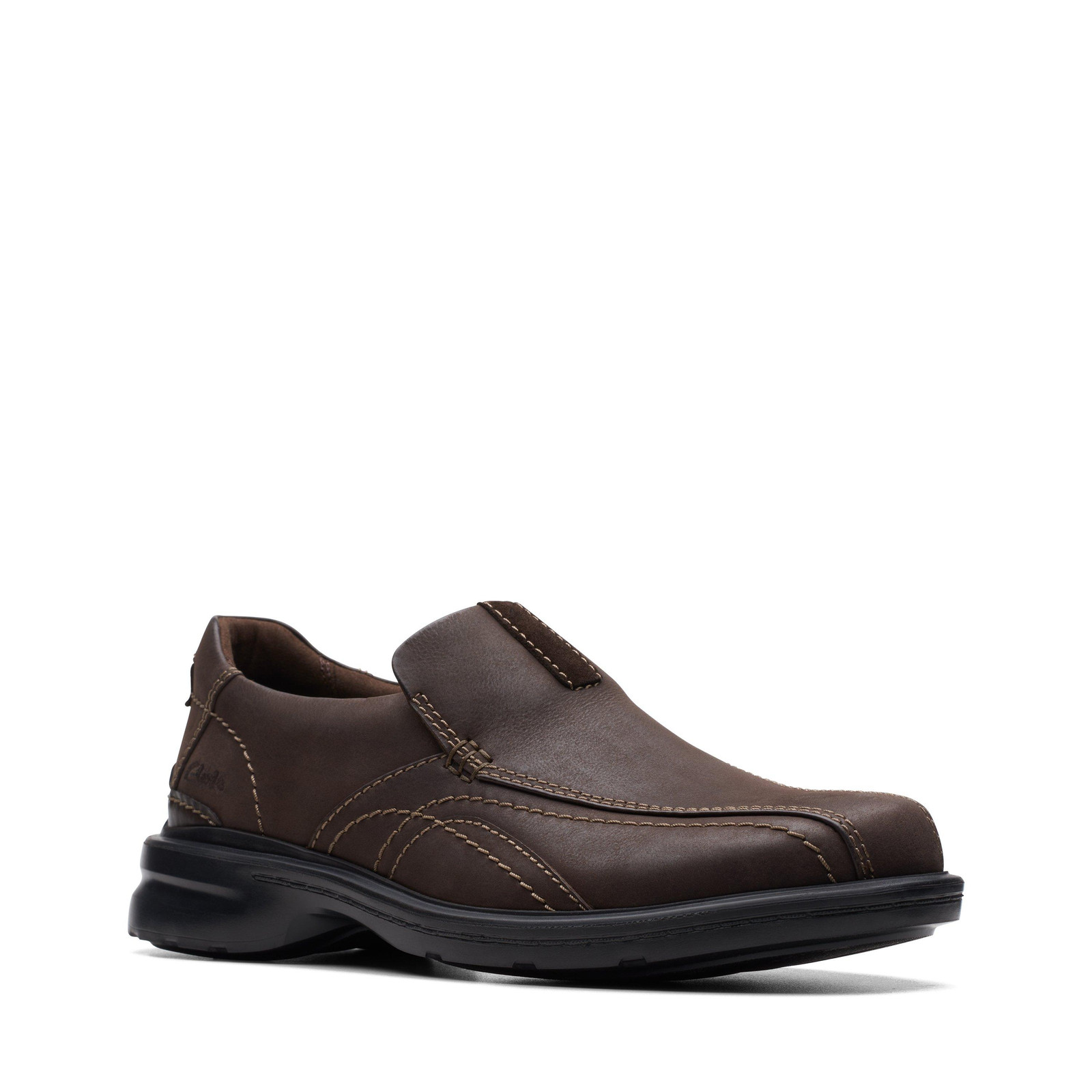 Clarks Mens Gessler Step Brown Leather Casual Shoes