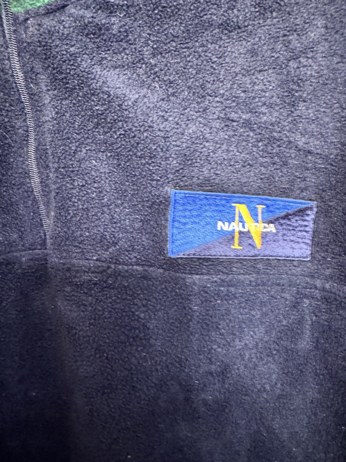 NAUTICA 1/4 Quarter Zip Fleece Navy Logo Womens Large 16-18