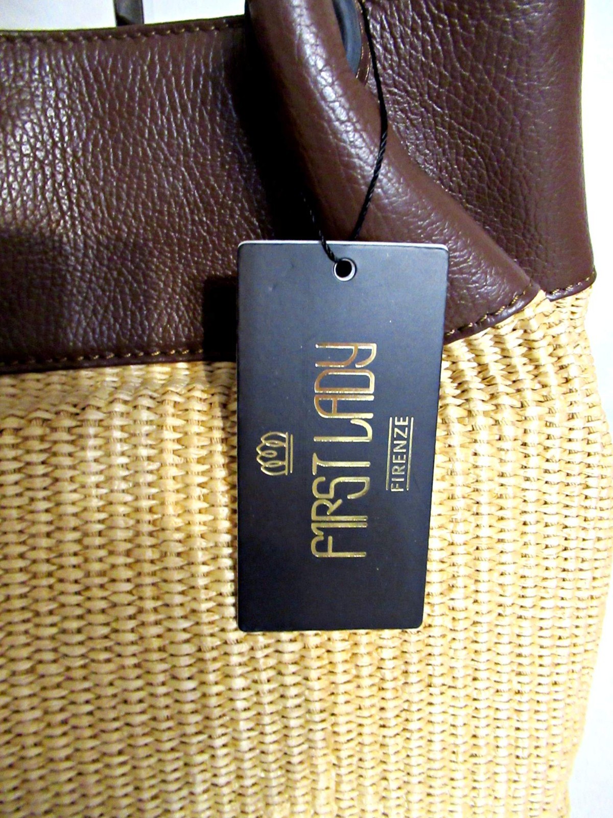 ITALIAN GENUINE RAFFIA & LEATHER TRENDY HANDBAG BAG SATCHEL – MADE IN ITALY