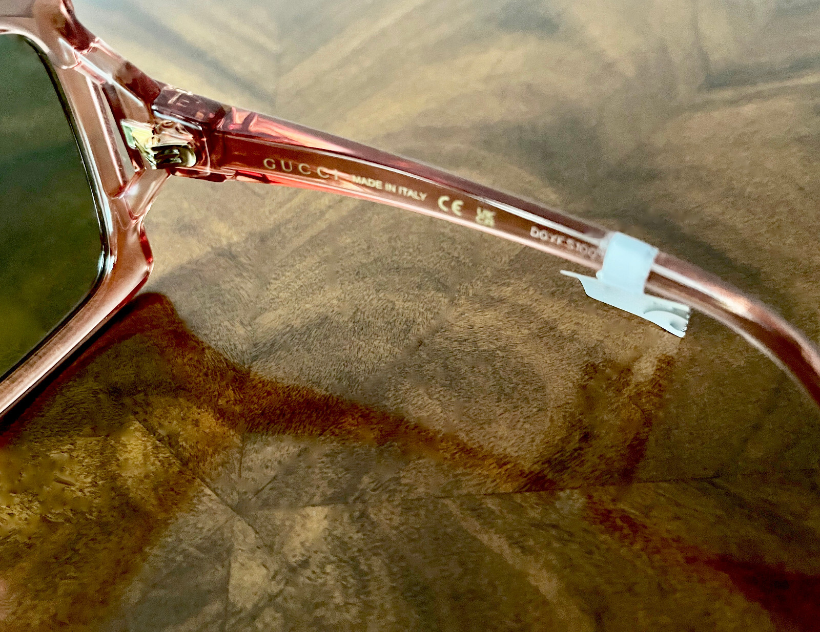 GUCCI Oversized 60mm Square Light-Injected PINK Frame Green Lens Sunglasses $450