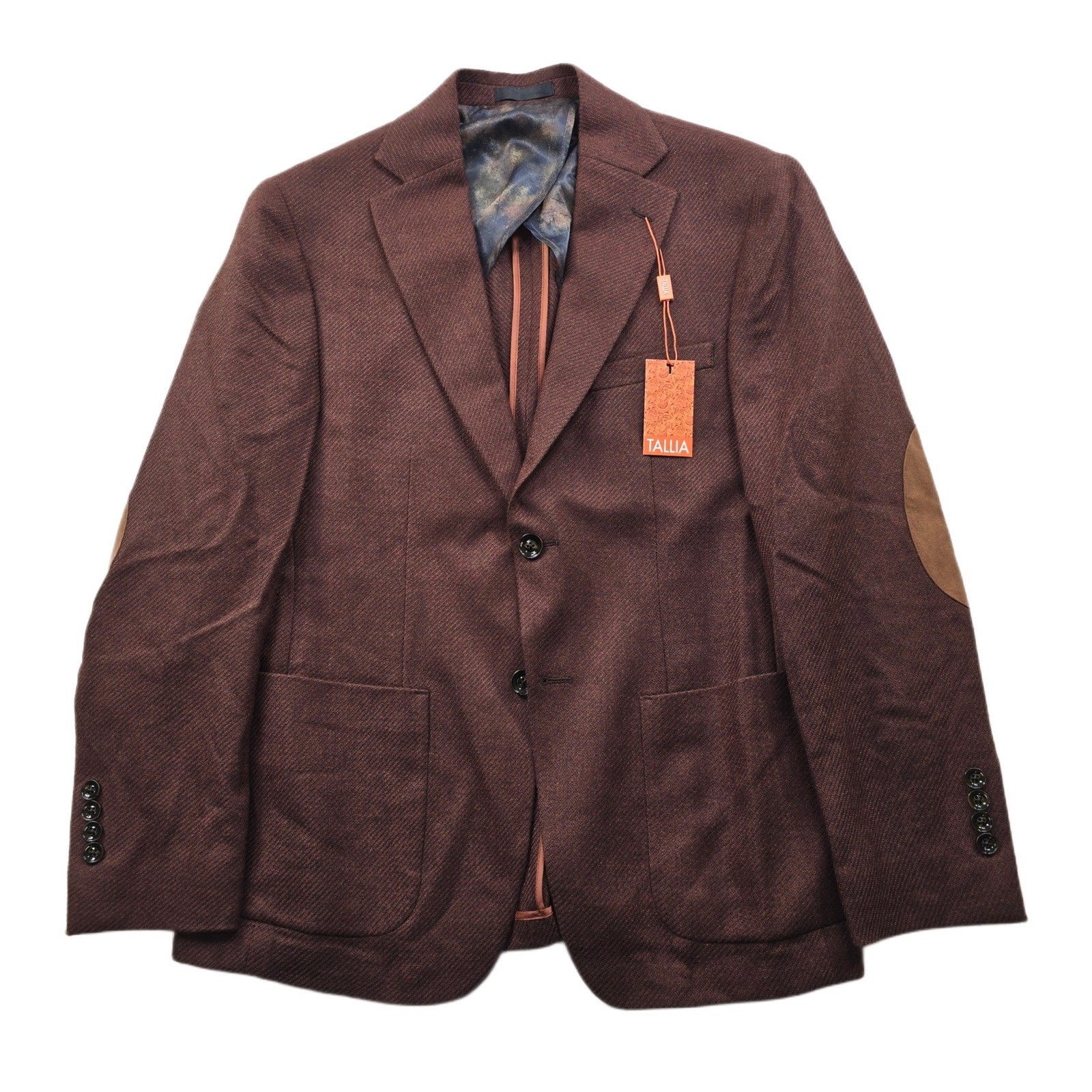 Tallia Vallata Sport Coat Mens 38S 38 Rust Brown Wool Elbow Patch $295 NEW