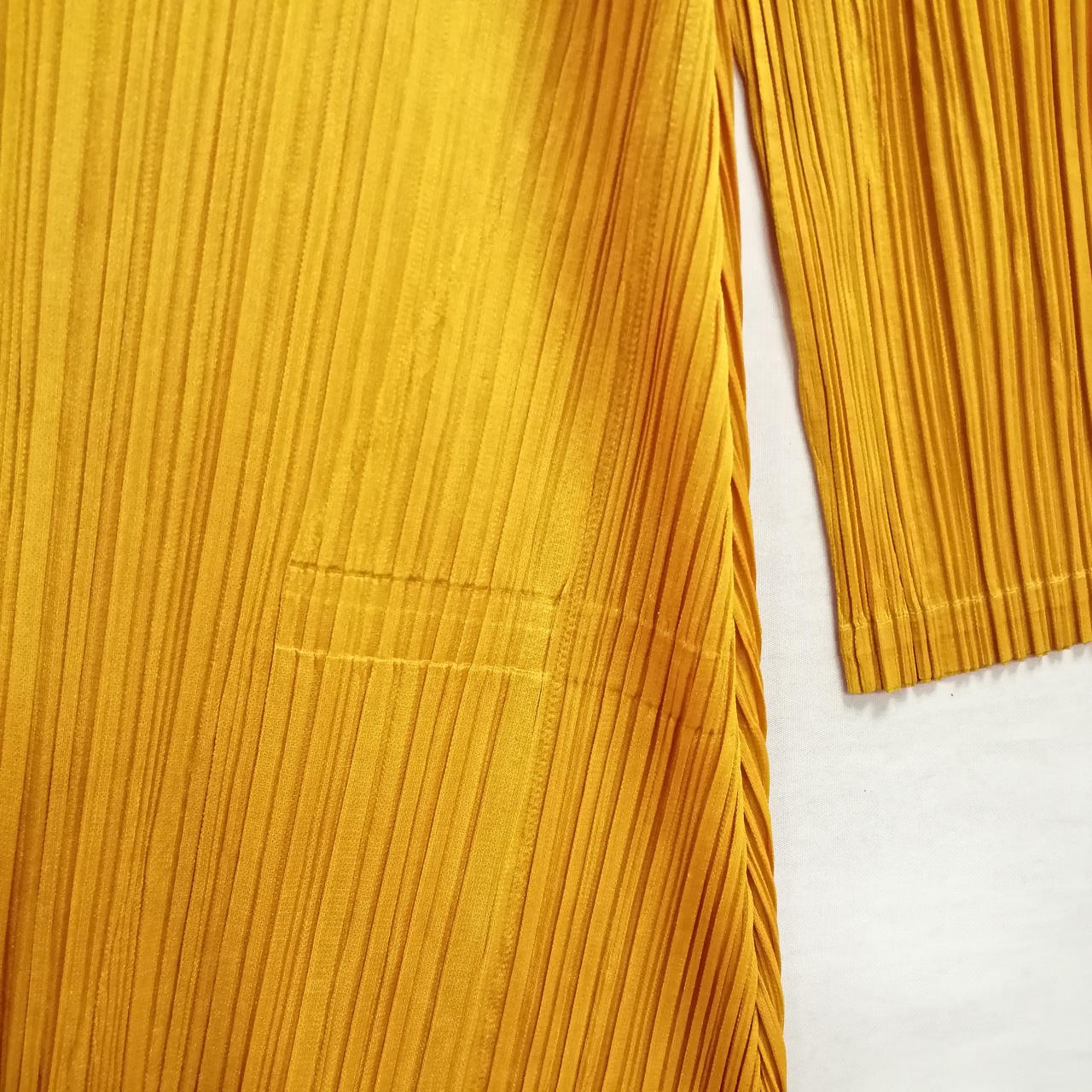 Pleats Please Yellow Long Length Cut & Sew L Top Nylon Blend 28.7in