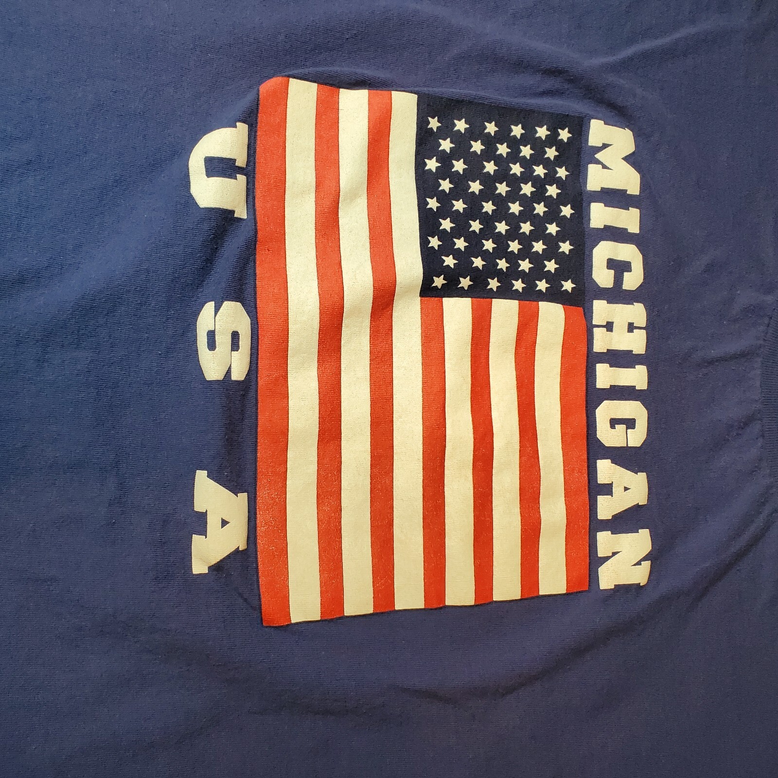 Vintage Discus Athletic T-shirt Michigan USA Mens 4XL Blue Flag 30Wx29L
