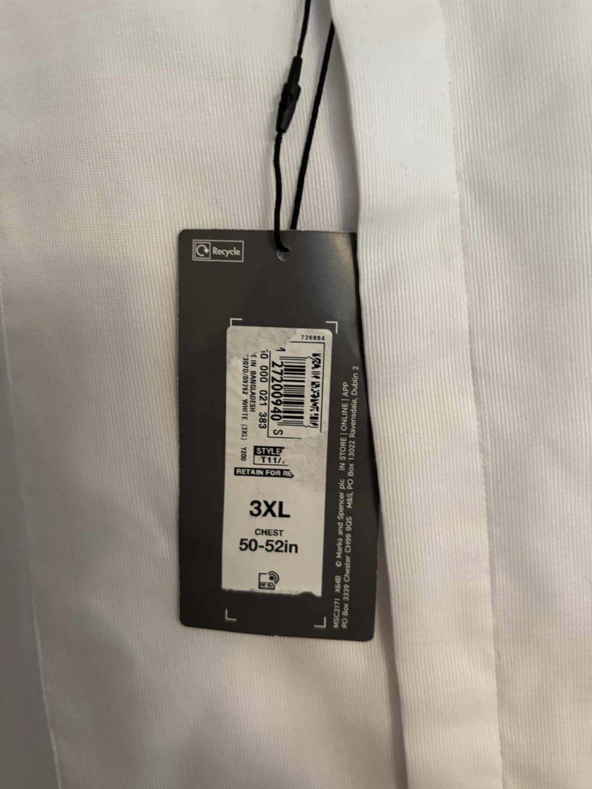 3XL Men’s M&S Double Cuff White Dress Shirt BNWT See Pics/description