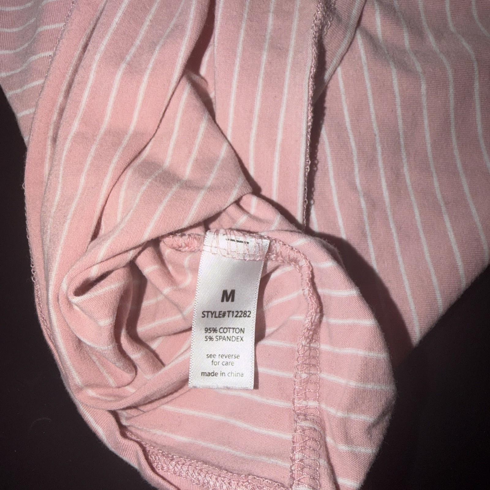 Active Basic Women’s Slim Fit Pink Striped Tee Size Medium
