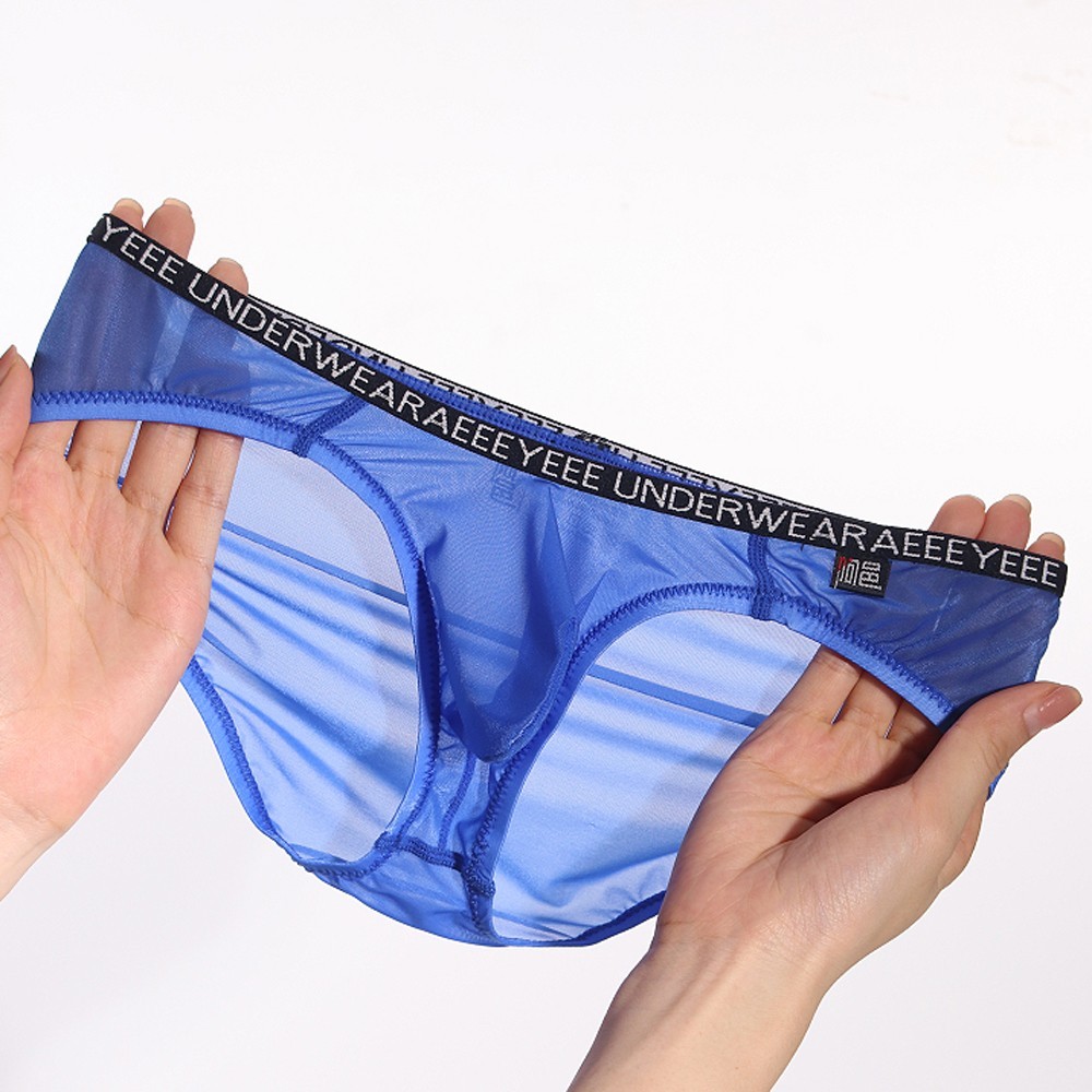 Men’s Ice silk Transparent Underwear Seamless Panties Low-waist Lingerie Briefs
