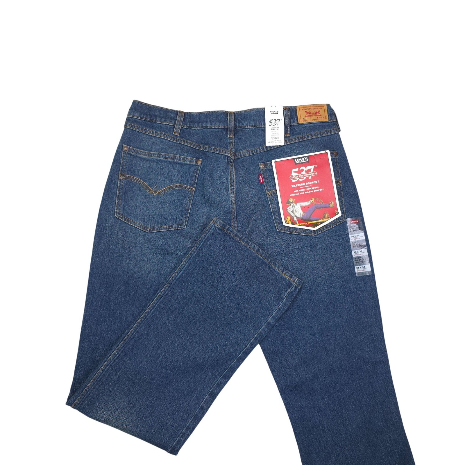 Levis 537 Western Bootcut Jeans 36×34 Stretch Denim Regular Fit Sits Below Waist