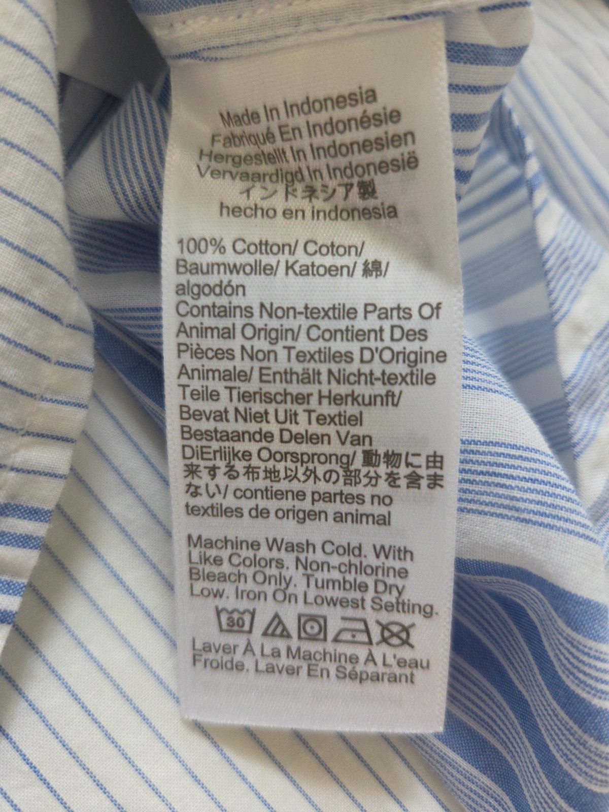 NWT Madewell 100% Cotton Blue Stripe LS Notch Collar Popover Shirt Women’s Large