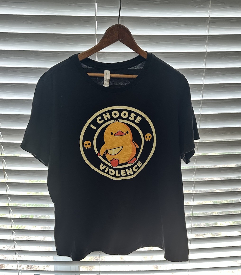 I Choose Violence Duck Funny Retro Art Vintage Logo T-Shirt XL Bella + Canvas