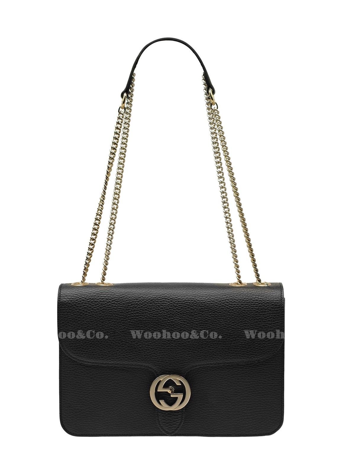 Gucci Double G Buckle Chain Crossbody Bag Large Women’s Black 11x3x7.4 in