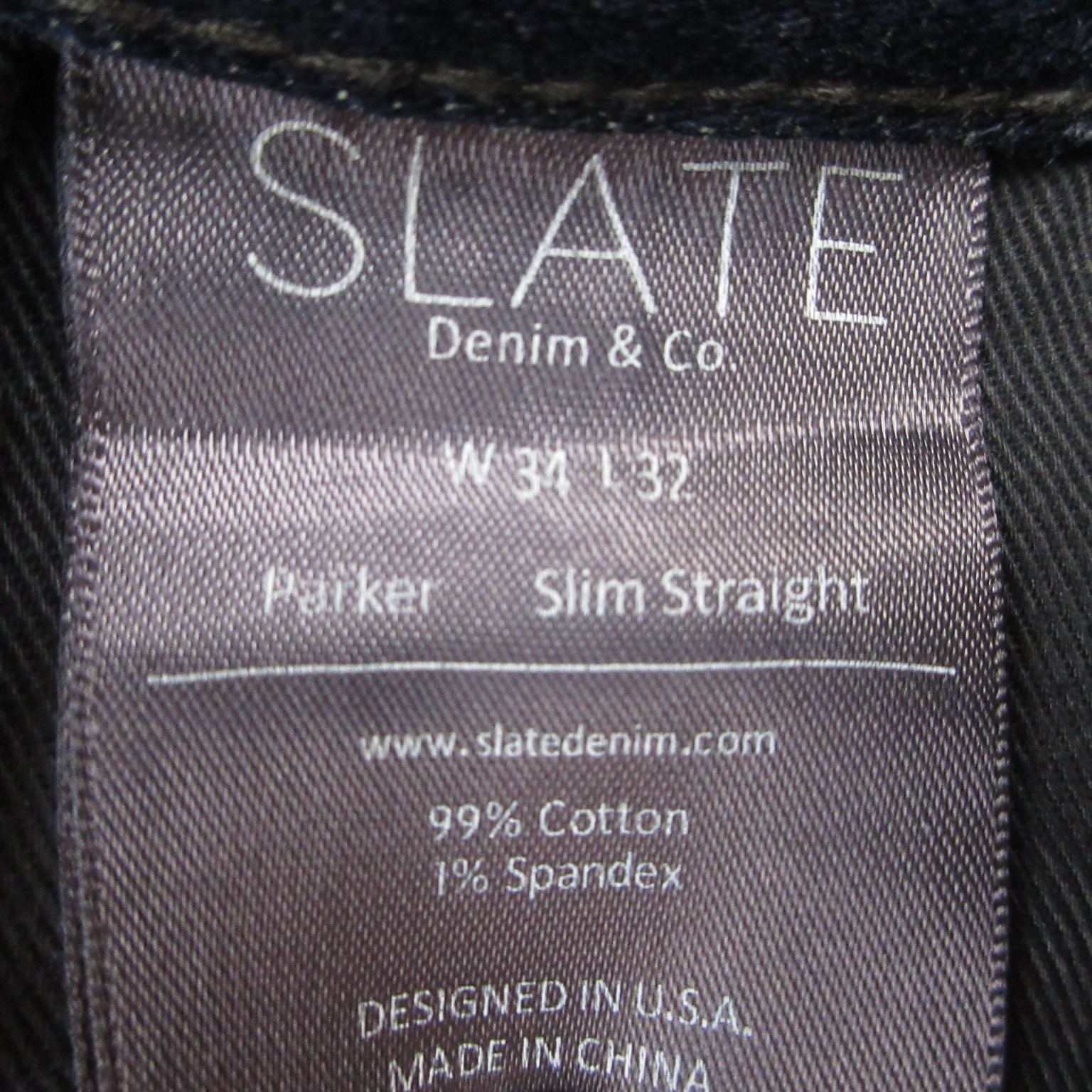 SLATE Denim & Co. Jeans Men’s Blue W34 L32 Slim Straight Stretch