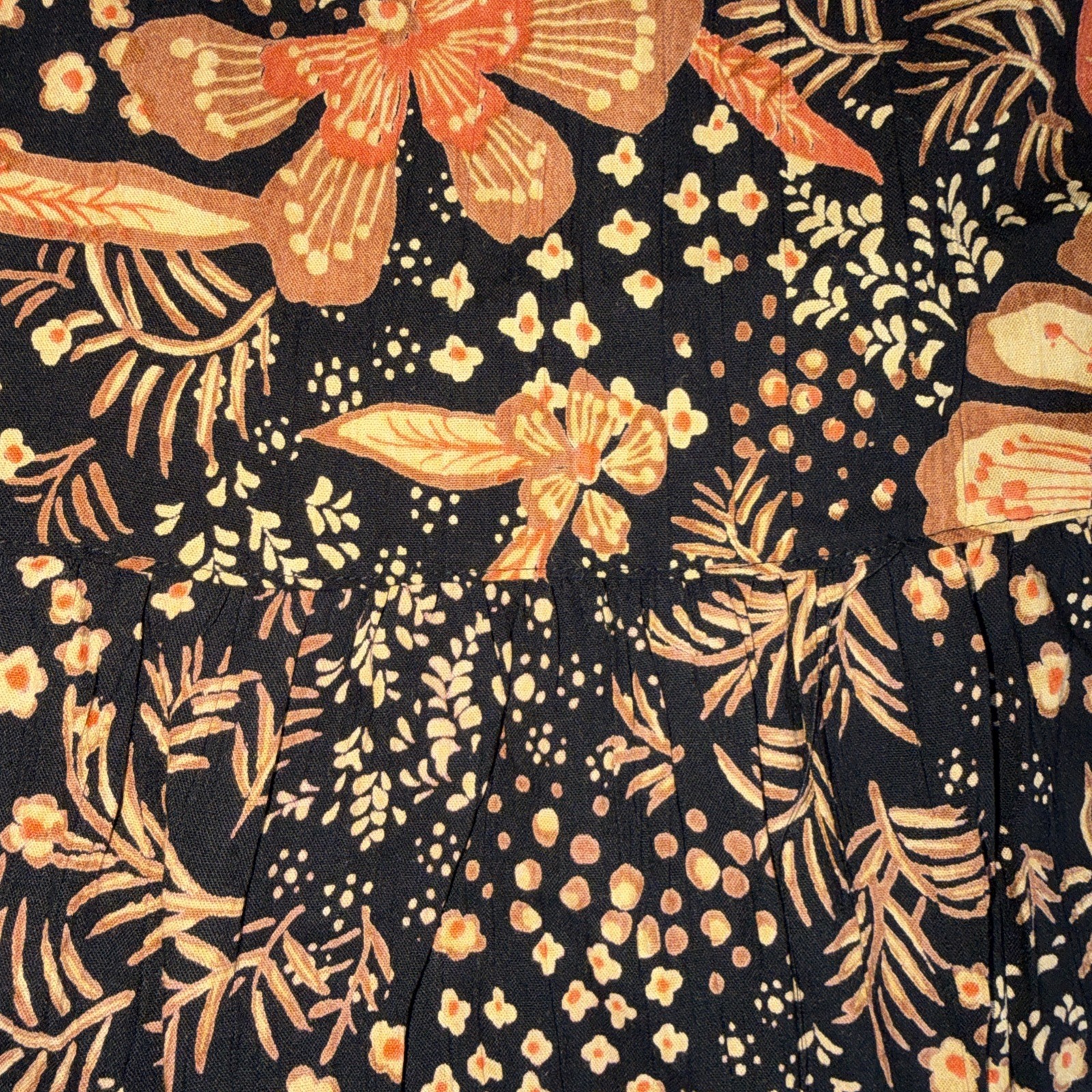 NWT Angie Boho Cottage Floral Smocked Crochet Front Maxi Dress Black $78 Small