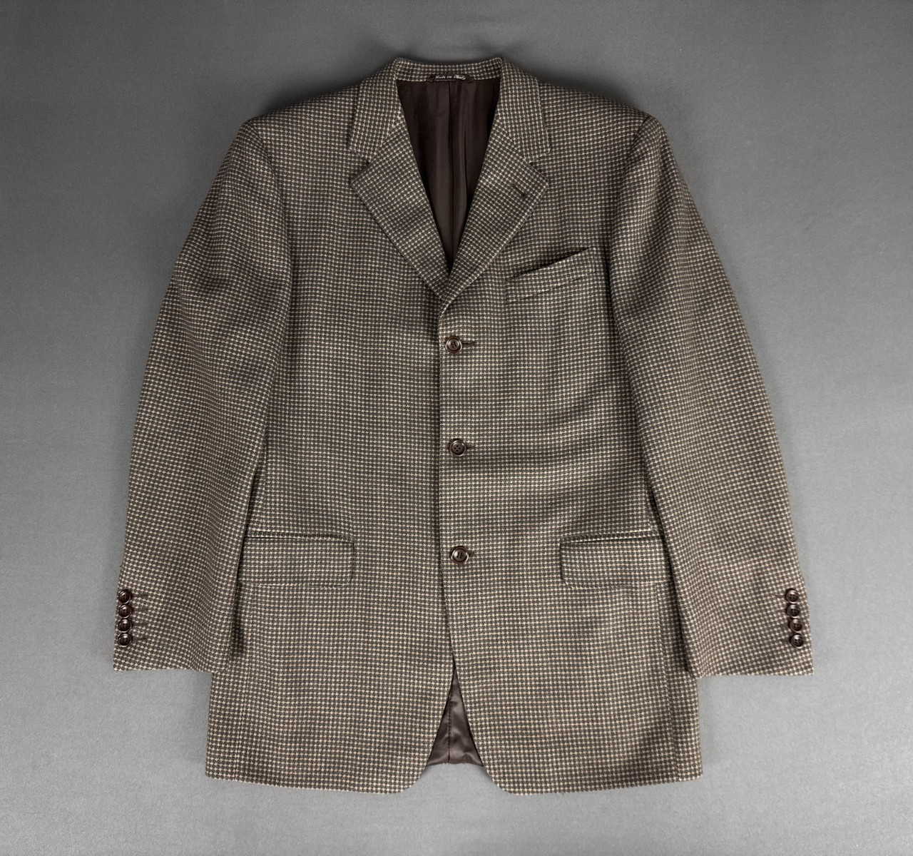 Canali Proposta Blazer 48R (UK 38R) Wool Cashmere Brown Check Made In Italy