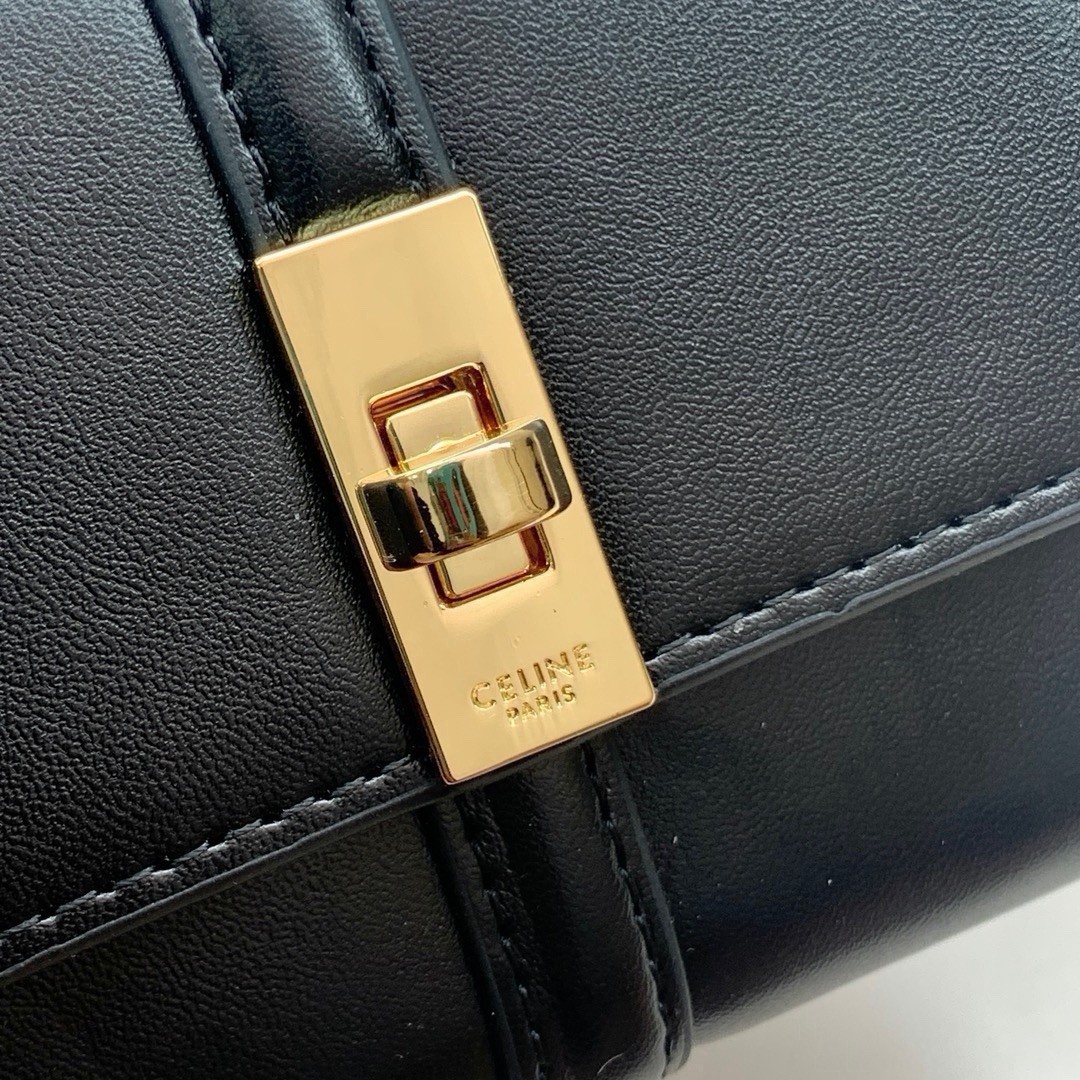 CELINE Black Wallet Gold Logo Hardware Zip Coin Pocket Credit Card Solid Women’s