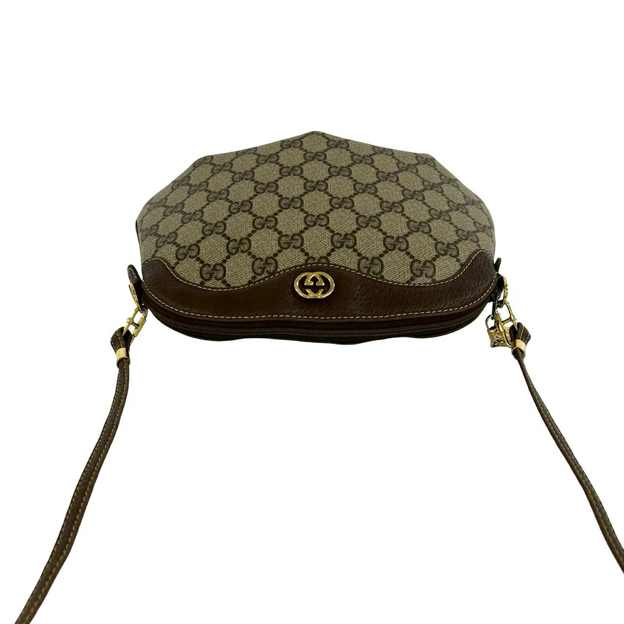 GUCCI Vintage Old Gucci GG Logo Pattern Hardware Leather Mini Shoulder Bag Brown
