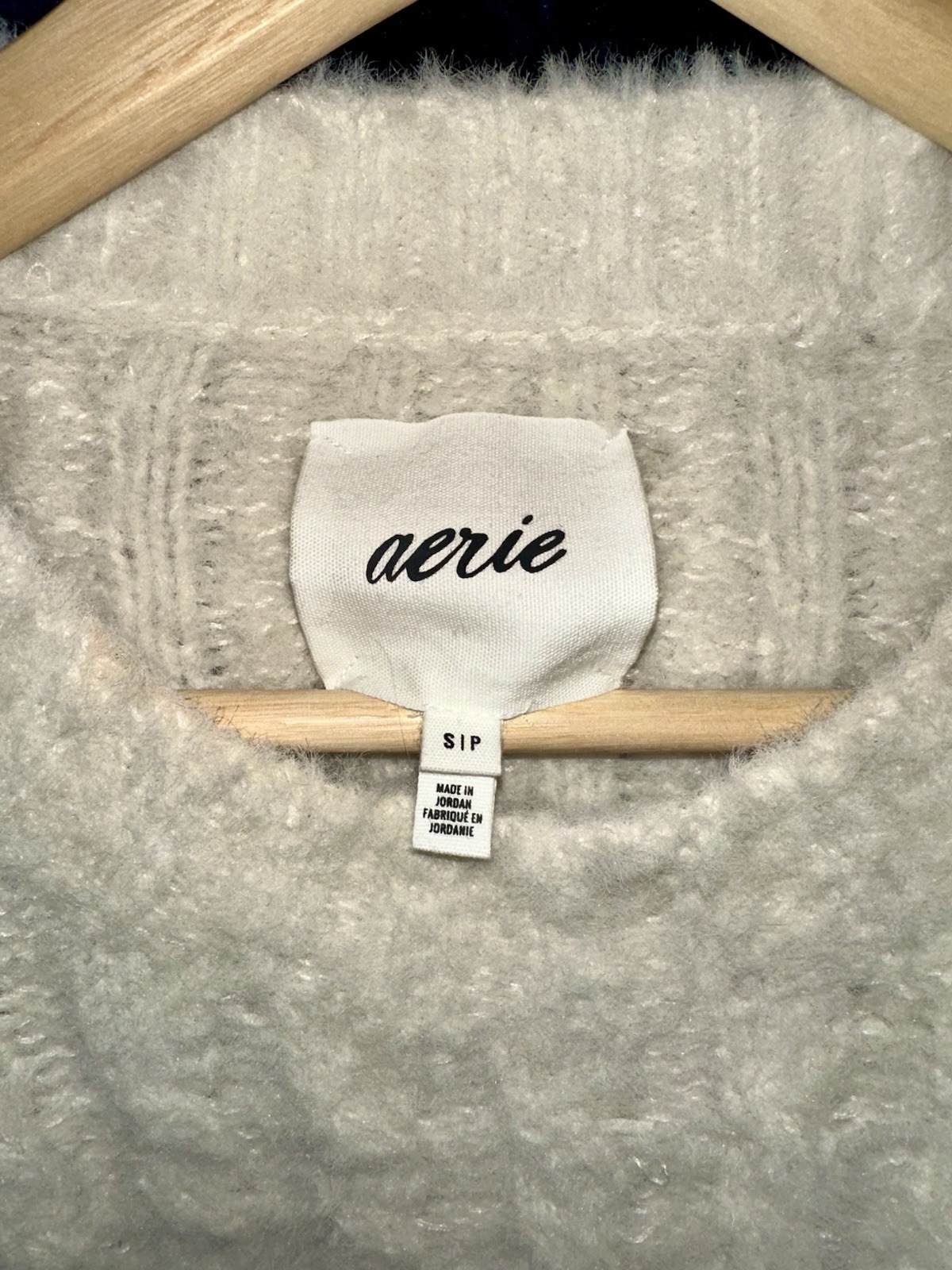 Aerie Cable-Knit Super Soft Pullover Sweater Ivory Crew Neck Women’s Small