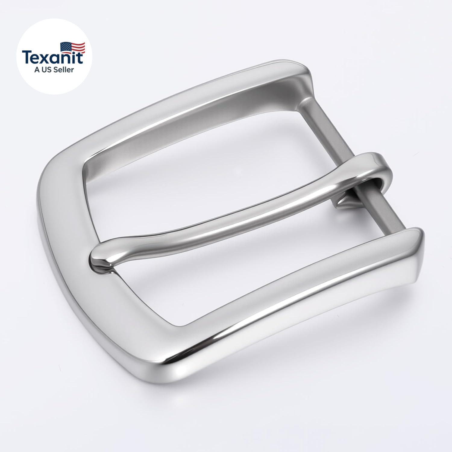 Silver Belt Buckle, 1.5 Inch Belt Buckles for Men, Stainless Steel Single Prong