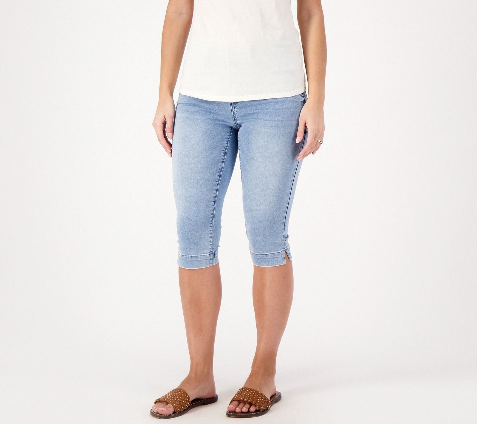 Laurie Felt Regular Knit Clean Jean Pedal Pusher Light Wash Size 3X A601127