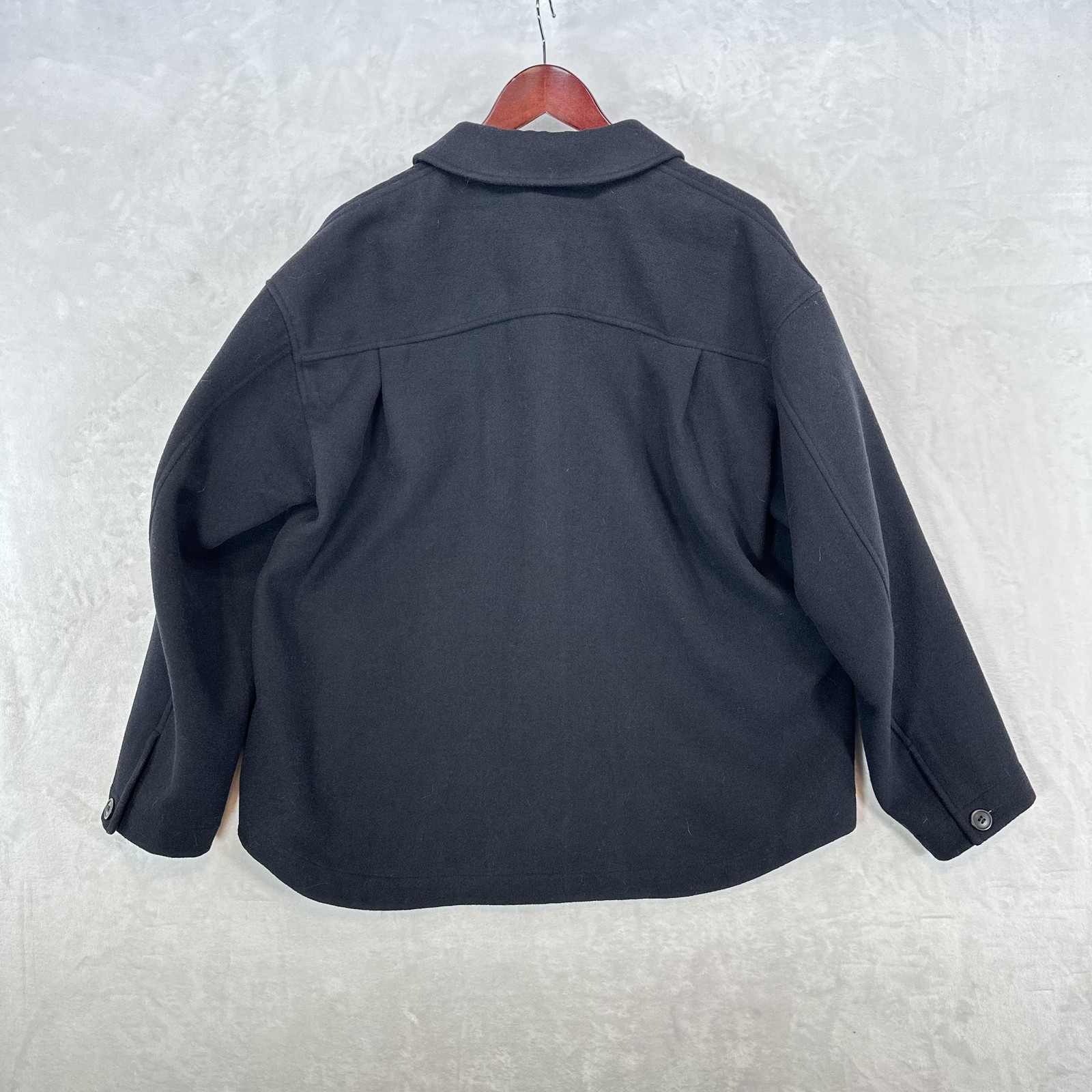 Uniqlo Jacket Womens Medium Navy Oversized Shirt Shacket Button Front Pocket
