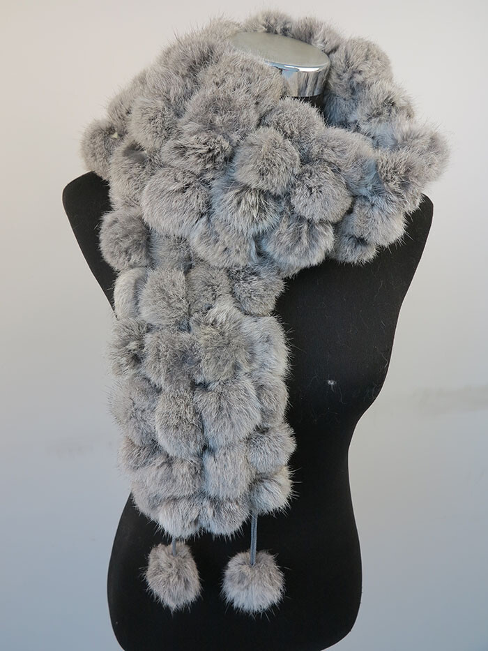 100% real rabbit fur pom poms scarf/ cape/ wrap 7 wonderful color available