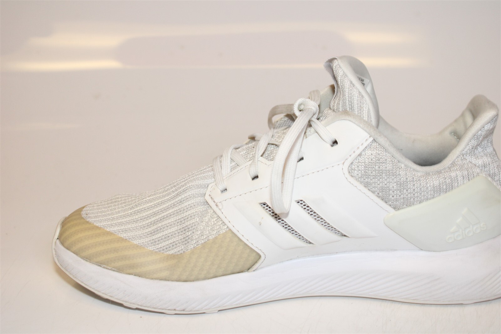 adidas Youth RapidRun Boys Size 5 37 1/3 White Knit Running Sneaker Shoes DB0215