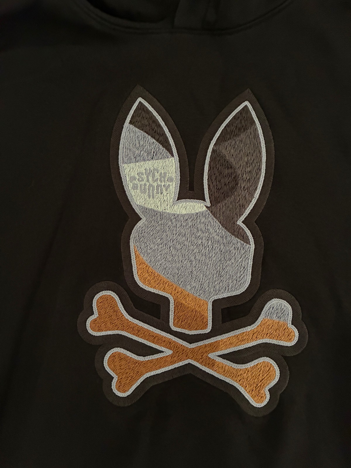Psycho Bunny Dante Black/BIG EMBROIDERED~TEXTURED LOGO Hoodie Men’s L