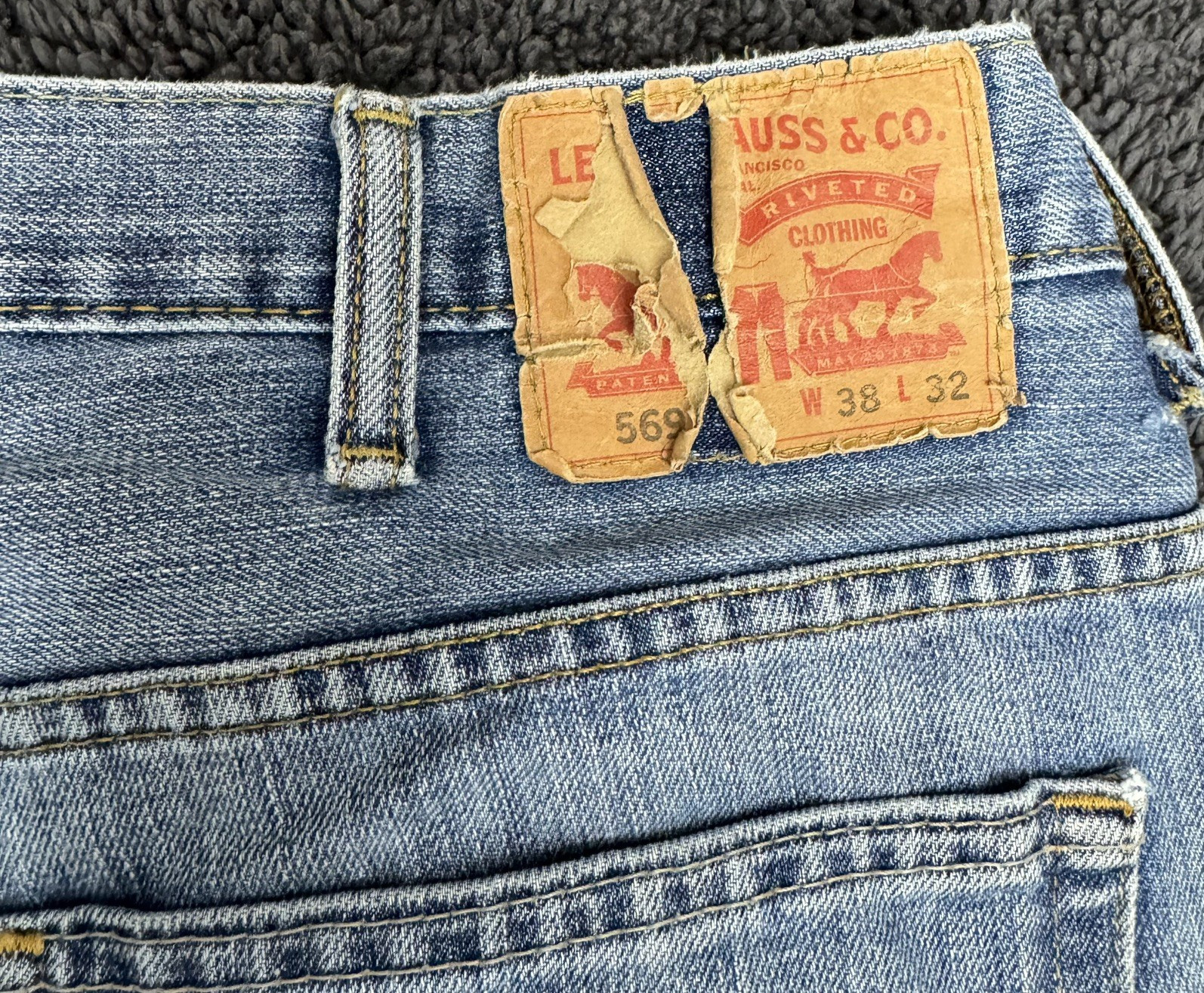 Lot of 3 Levi’s 569 Jeans Men’s 38×32 Loose Straight Denim Faded Distressed