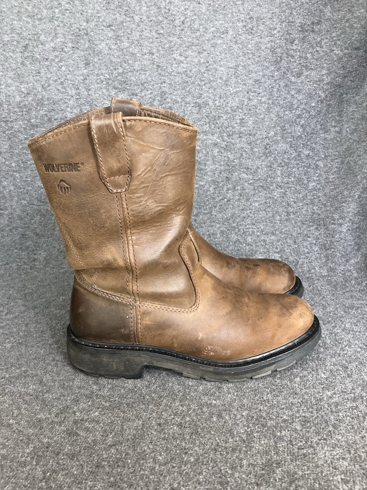 Wolverine Wellington Work Boots Mens 9 EW WIDE 10in Brown Pull On Western W04727