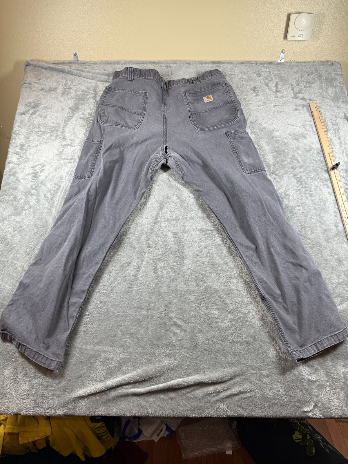 Carhartt Pants Mens 40 Gray Rugged Flex Double Knee Canvas 102802-029 38×32