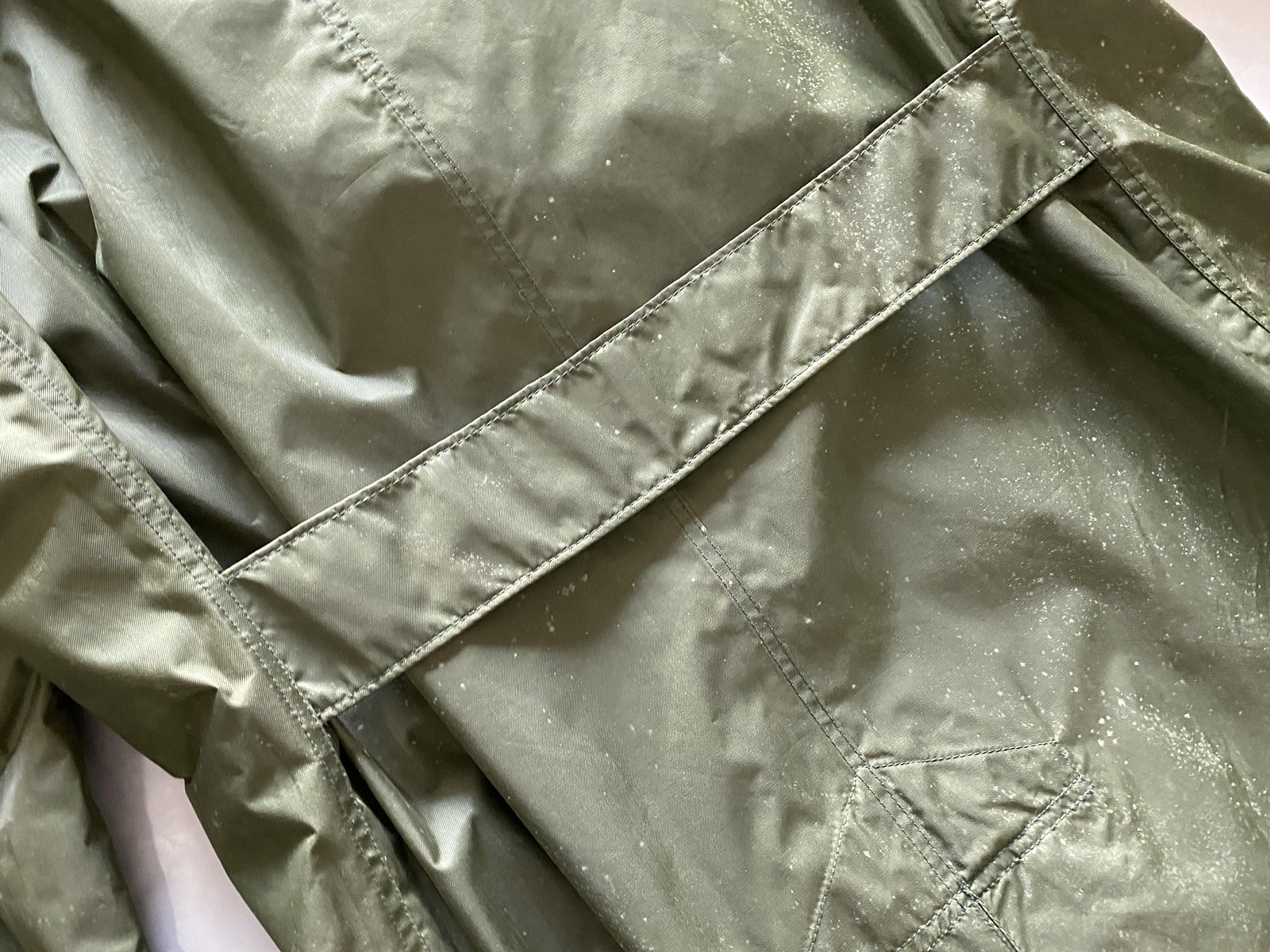 Vintage Military Blauer Raincoat Mens Green Nylon Rubber Coated Jacket Vietnam