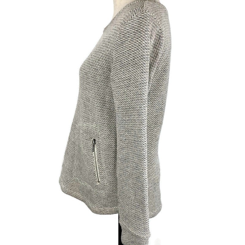 Kenar Scoopneck Pocket Sweater Cream Black Marled Hi Low Womens Sz Medium