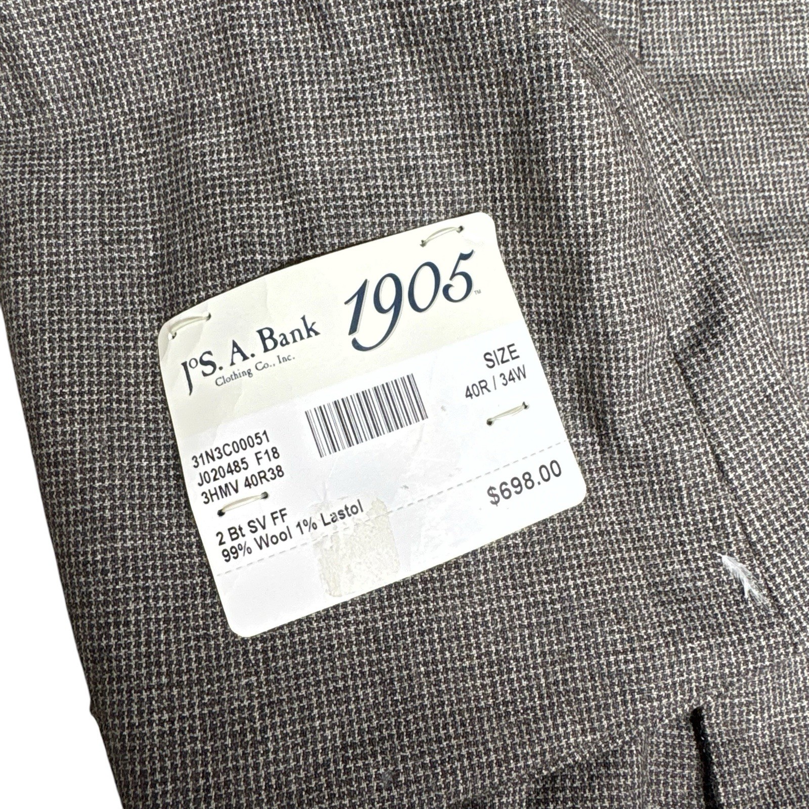 Jos A Bank 1905 Wool Suit 40R 34W Brown Tailored Fit 2 Button Brrr Comfort