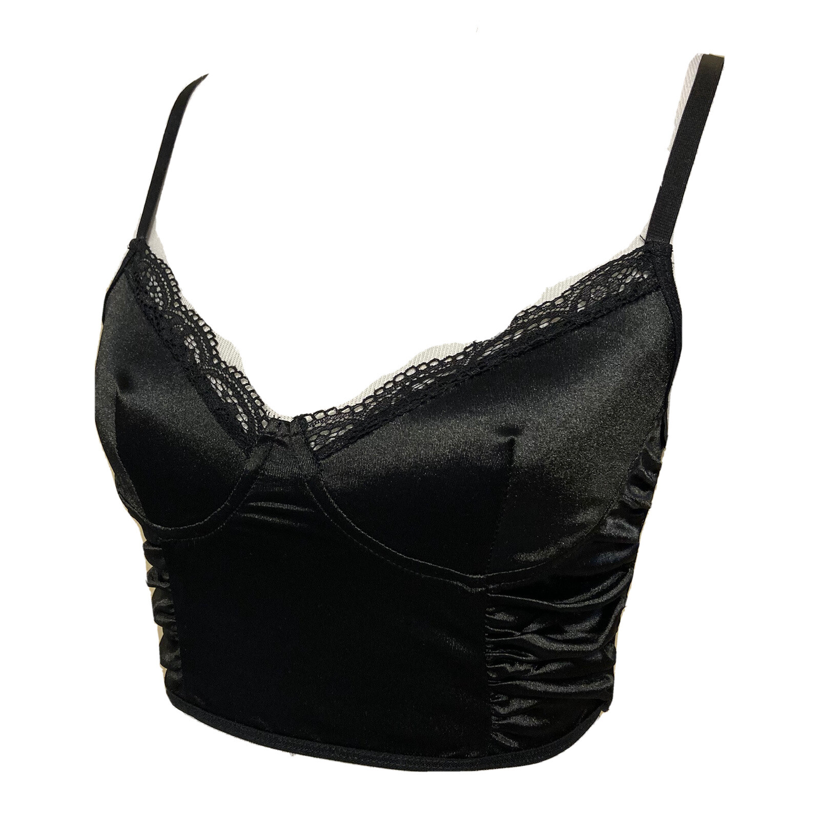 Corsette Sz S Eyelet Trim Smooth Satiny Feel Adjustable Straps Shein Bra