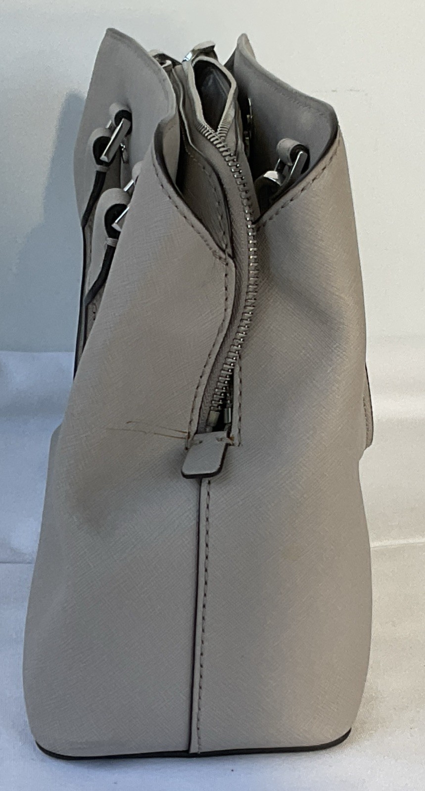Michael Kors Savannah Medium Saffiano Taupe Satchel Leather Handbag