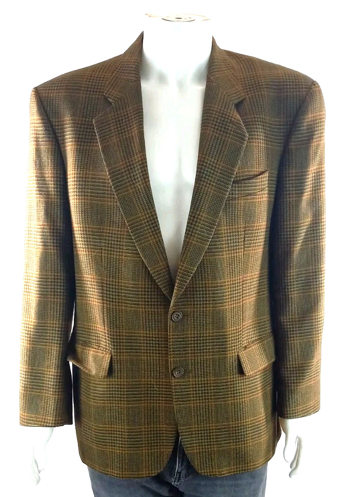 St Michael Vintage Mustard Prince of Wales Check Sports Jacket 42″ 107cm