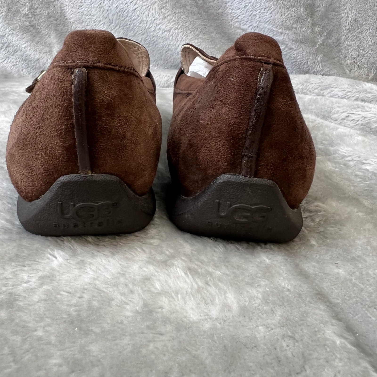 UGG Womens Suede Shearling Lined Driving Moccasins Loafers with Buckle Size 7