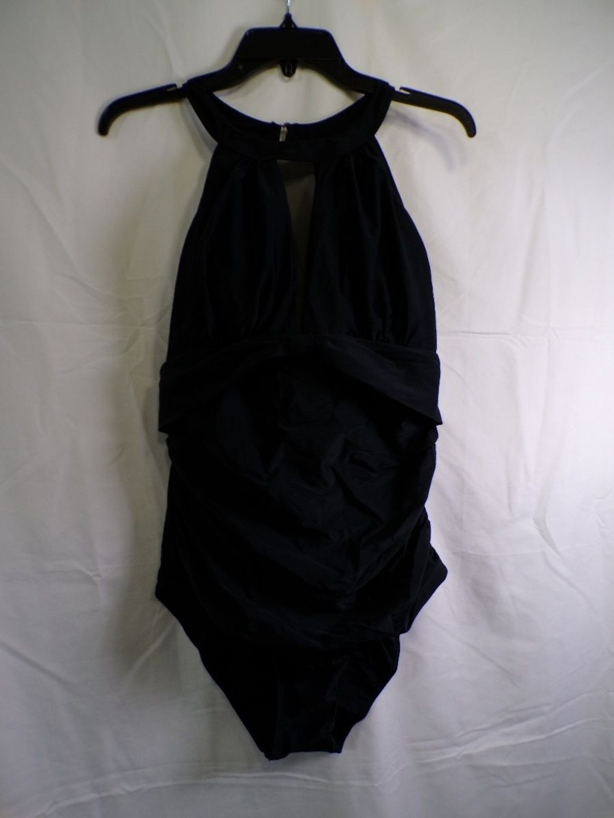 Women One Piece Halter Swimsuit XL Black 82% Polyamide 18% Elasthane