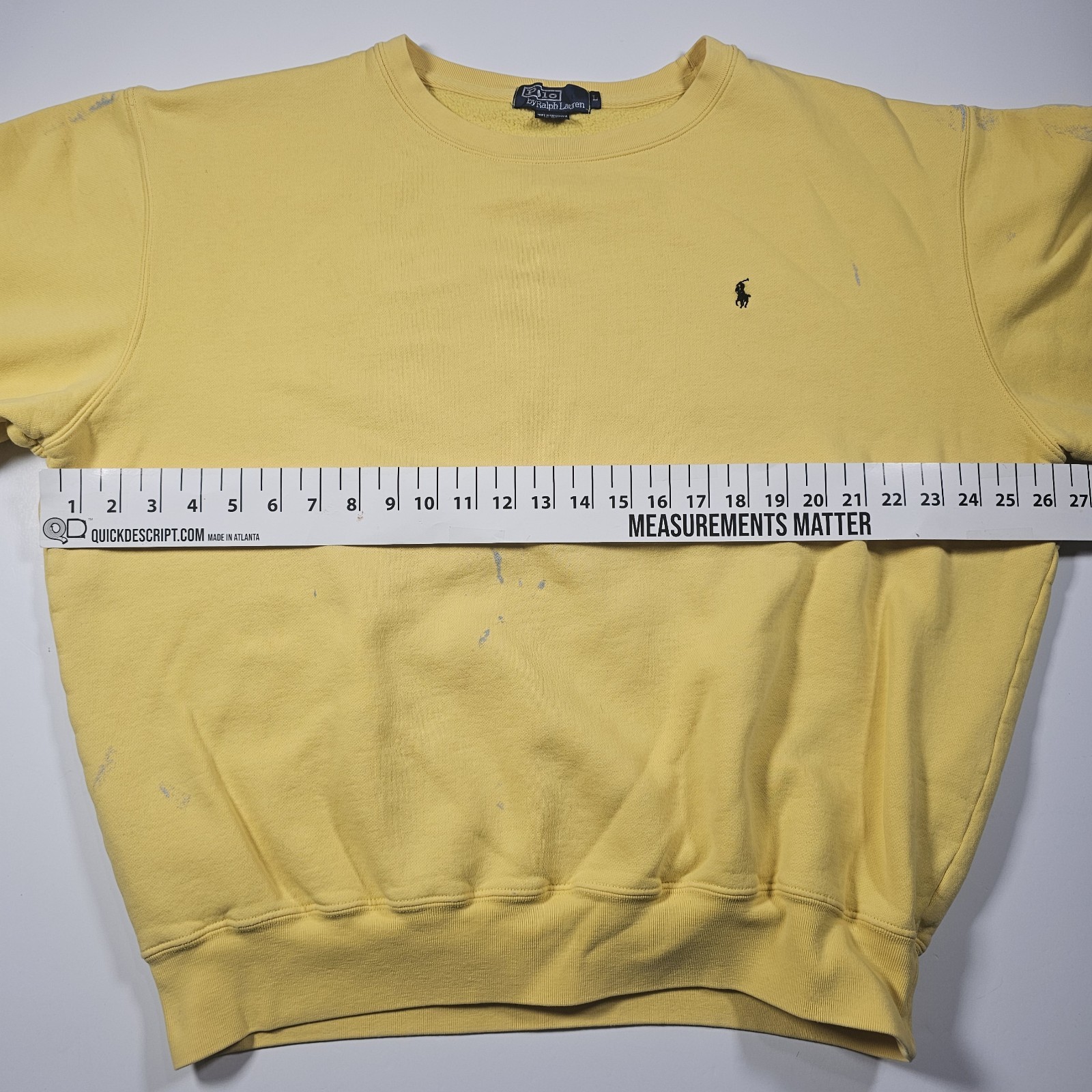 Vintage Polo Ralph Lauren Crewneck Sweatshirt Yellow Paint Splat Men’s Large 90s