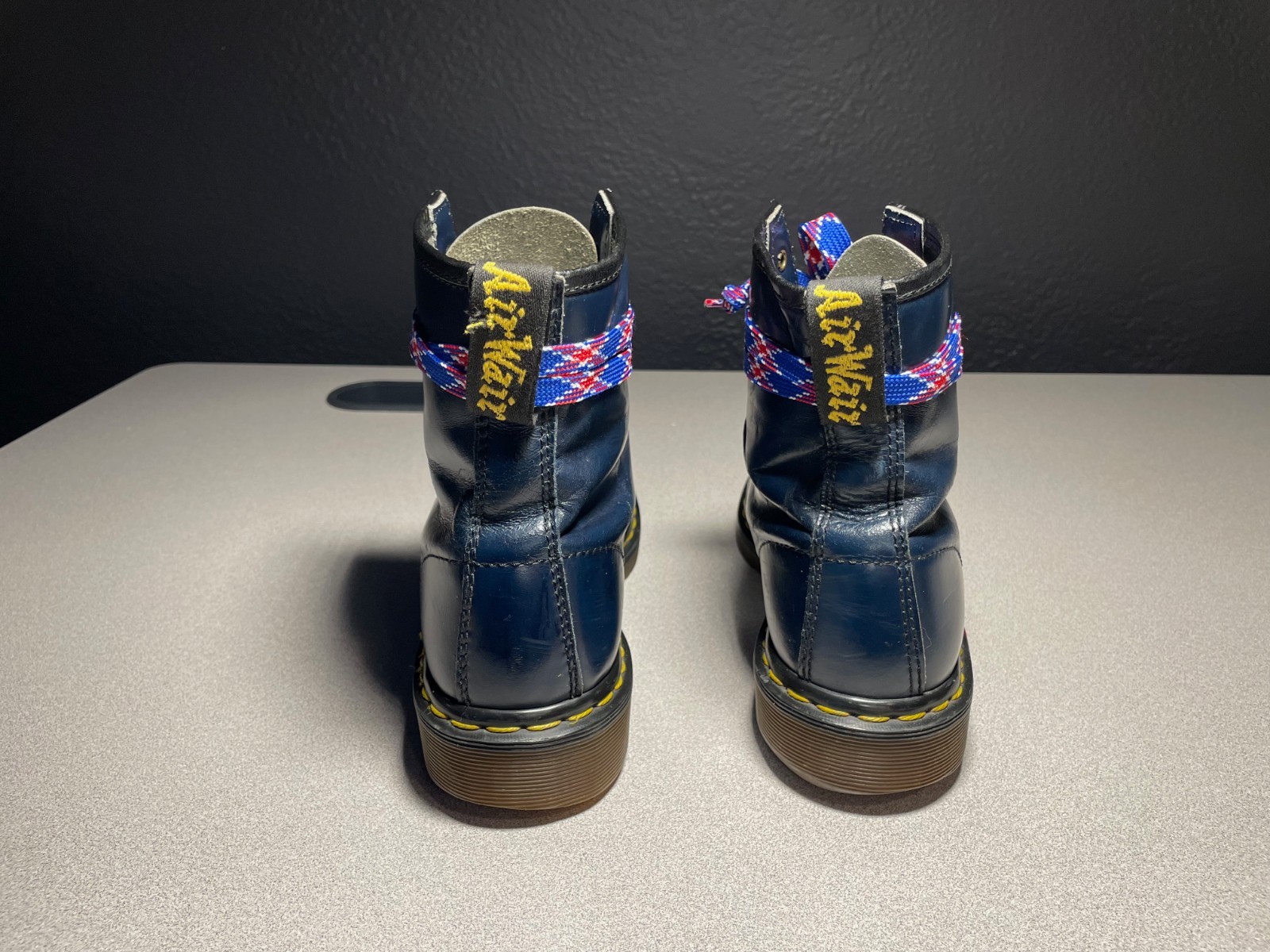 dr martens 1460 8 eyelet blue leather boots made in england men’s 8 RARE