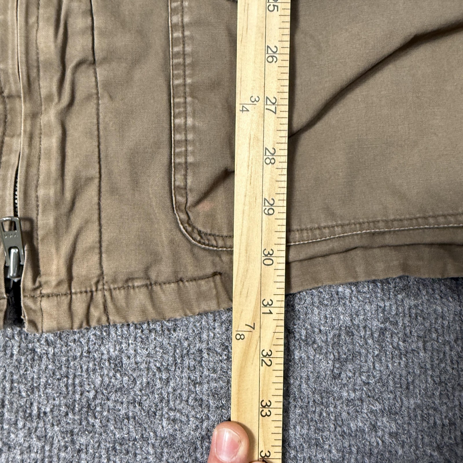 J.Crew Jacket Mens Medium Brown Canvas Military Full Zip Pockets Lined Oarsman
